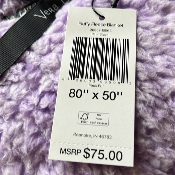 Vera Bradley Fluffy Fleece Blanket in Palm Floral NWT - Picture 5 of 6